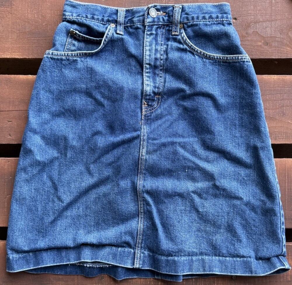 Vintage Brooks Rugged Wear Denim Mini Skirt Womens 25 High Rise Blue Western